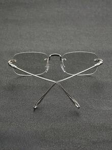 A Pair Of Modern Minimalist Style, Elegantly Designed And Popular Rimless Rectangular Men's Glasses With Transparent Lenses, Suitable For Daily Life, Street Outings, Office Work, Reading, Watching TV, Gaming, Calling, Business Casual And Other Occasions, A Fashionable Accessory. - Clear - View 5