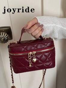 Korean Style Chain Rhombus Pattern Women's New Fashion Embroidered Luxurious Chic Chain Shoulder Handbag - Burgundy - View 1