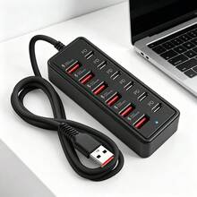 12-In-1 66W Fast Charging Station | 6 USB Ports + 6 Type-C PD Fast Charging Ports Power Hub, Compatible With IPhone, Laptop, Phone, Tablet, Game Console And Other Devices - View 2