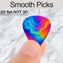 6pcs 2D Flat Triangle Guitar Picks, High-Quality Plastic Material, Cyberpunk Virtual Seoul Style Gradient Flowing Hair Digital Skin Texture Print, Personalized Musical Instrument Picks, Creative Holiday Gift For Music Lovers And Tech Enthusiasts - Multicolor - View 3