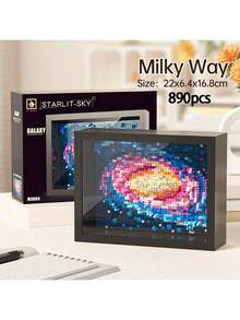 900+Pcs Famous Painting Building Blocks Puzzle With Frame, Van Gogh Galaxy Pixel Art Building Blocks, Starry Night, Great Wave Off Kanagawa, Sunflower Frame, Assembled Famous Painting, Building Block Toy Set, Living Room Home Decor Painting, Creative DIY Wall Decor, Assembled Art Hanging Painting, Creative Gift - Multicolor - View 10