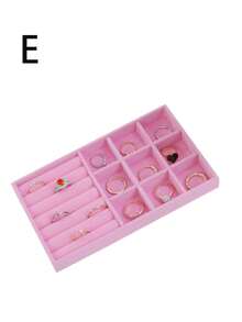6/1 pieza Bandeja de almacenamiento de joyas de terciopelo Estilo cajón Caja de almacenamiento Caja de anillos Organizador de joyas apilable de gran capacidad con diseño de compartimentos Adecuado para aretes, collares, pulseras, anillos, diademas, bolsas Estante de exhibición de joyas Organizador de bolsa de maquillaje - Multicolor - Ver 17