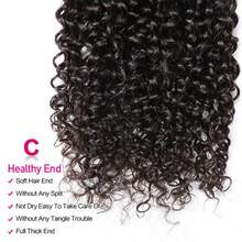 BINF Jerry Culry 1pc Brazilian Curly Natural Human Hair Extensions, Wet Wave Look, Double Layer Hair Curtain, For Women - Natural Black - View 6
