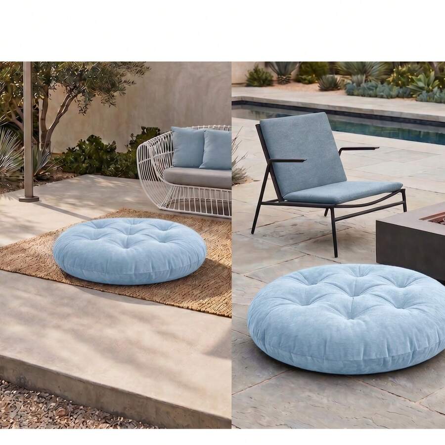 Ultra-Comfortable Round Seating Cushion - 40x40 Cm Fluffy Style - Baby Blue - View 1