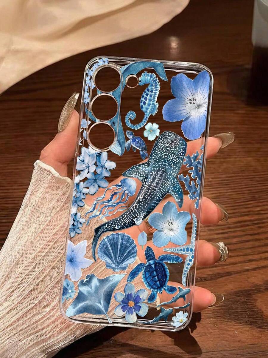 Precision Hole High Transparency Full Screen White Starry Sky Turtle Painted Anti-Drop Transparent Phone Case, Compatible With IPhone Series/ Series, Compatible With Xiaomi/ - Multicolor - View 1
