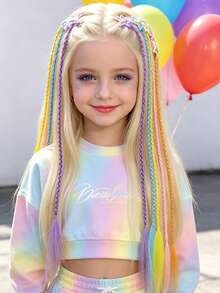 Girls Hair Accessories Children's Colorful Braiding Set Rainbow Synthetic Hair Clips Lucky Five-Pointed Star Hair Clip Combination Set, Halloween - Multicolor - View 7
