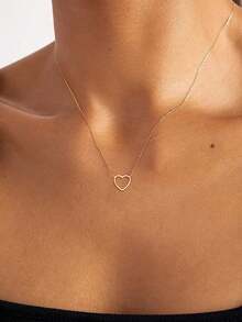 1 pieza Hermoso collar con colgante en forma de corazón, adecuado para que las mujeres lo usen, aplicable para boda, compromiso, aniversario, fiesta, regalo del Día de San Valentín - Amarillo Oro - Ver 3