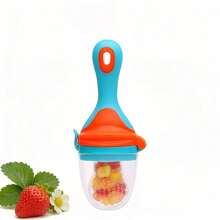 Mordedor de silicona para bebés con forma de fruta Bolsa de comida para bebés Sin BPA Juguete de silicona para la dentición Contenedor de comida para bebés Alimentador de frutas Herramientas - Verde-L - Ver 9