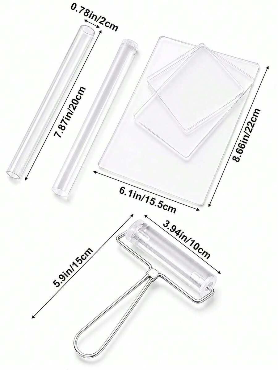 Clear Tack Tool Set, Tack Roller Tool For Jewelry Making, DIY Jewelry Making Tools, Transparent Polymer Tool Thickness Ruler, Multifunctional Tool Set, Simple And Easy To Use - Transparent - View 1