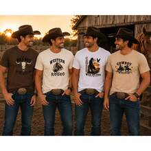 Kit 4 T-shirts Camisetas Masculina Country Texas Rodeio Peão Trabalho Dia Dia - Preto Marrom Marinho Chumbo - Visão 2