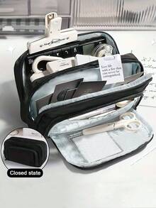 Large Capacity Multi-Layers Pencil Case Simple Multi-Purpose Student Stationery Box And Makeup Storage Bag Stationery Supplies Back To School,Pencil Pouch,School Bag,Back To School - One Size - View 1