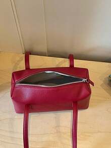 Versatile Minimalist Shoulder Bag, Fresh Sweet Large Capacity Underarm Bag, Niche Design Casual Commute Pillow Bag - Red - View 9