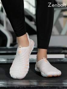 Zenbolt Women's Breathable Water Shoes, Wide Toe Barefoot Shoes, Quick-Dry Beach Socks, Water Shoes Women's Beach Shoes, Striped Pattern, Casual Sports Style, Suitable For Water Sports, Rowing, Swimming, Hiking, Fitness Training, Daily Activities And Sports - White - View 9