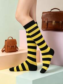 1 Pair Women's Stockings Socks, Classic Striped Design, Y2K Style - Multicolor - View 8