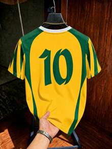 KOVSEE Brazil #10 Player Print Men's Soccer Fan Sports T-Shirt - Yellow - View 2