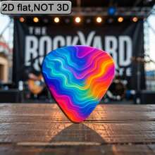6pcs 2D Flat Triangle Guitar Picks, High-Quality Plastic Material, Cyberpunk Virtual Seoul Style Gradient Flowing Hair Digital Skin Texture Print, Personalized Musical Instrument Picks, Creative Holiday Gift For Music Lovers And Tech Enthusiasts - Multicolor - View 4