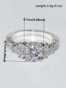 1pc Beautiful Cubic Zirconia Ring, Suitable For Women, Suitable For Wedding, Engagement, Anniversary Party, Valentine's Day Gift - 1# - View 10