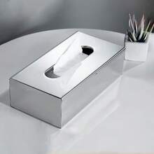 1 buah Kotak Tisu Stainless Steel, Penutup Kotak Tisu, Wadah Tisu, Tempat Tisu Meja, Kotak Penyimpanan Tisu untuk Kamar Mandi, Ruang Tamu, Kamar Tidur, dan Perlengkapan Rumah Tangga - Perak - View 3