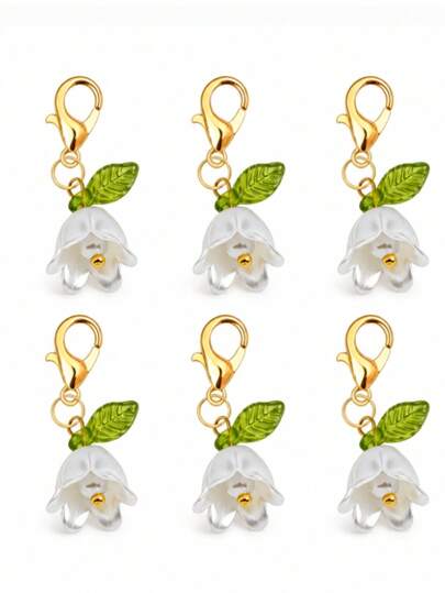 5/10/20/30pcs Lily Of The Valley Pendant Keychain, Vintage Bronze Color Floral Language Charm, Fresh Mori Style Women's Key Chain, Suitable As Mother's Day Or Daily Gift.
