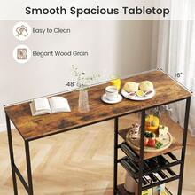 48" Bar Table, Dining Table With Storage Shelves, Glasses Holders, Wine Racks, Adjustable Foot Pads, Metal Frame, Counter Height Bistro Tables For Kitchen Living Room Dinette (Rustic Brown) - Rustic Brown - View 7