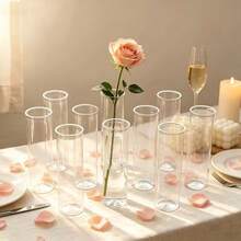 1/3/6/8 piezas Jarrones mini de estilo bohemio de plástico, adecuados para girasoles, aguacates y pequeñas plantas bulbosas, excelentes para decoración de bodas, sala de estar y mesa de comedor, jarrones para el Día de San Valentín, jarrones de estilo bohemio hechos a mano, para amantes de las plantas - Blanco - Ver 2