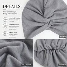 CONFLASS Solid Color Twisted Knit Headscarf, Elastic Pre-Tied Headwrap, Soft Muslim Hijab, Chemotherapy Head Cover, Women's Daily Sleep And Muslim Wear - Multicolor - View 2