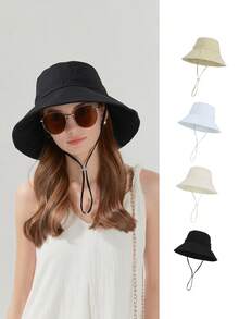 JOYLORD 1 pieza Sombrero de ala ancha para mujer, estilo coreano versátil minimalista de unicolor, sombrero de cubo para primavera/verano, protección solar para viajes al aire libre - multicolor - Ver 6