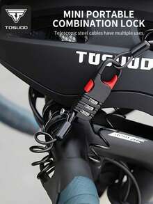 TOSUOD 3-Digit Combination Steel Cable Lock, Retractable Portable Anti-Theft Lock For Motorcycle And Bicycle, Anti-Cut And Anti-Pry Structure, Multi-Functional Lock Compatible With Helmet And Luggage, Essential Cycling Safety Accessory - Multicolor - View 3