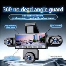 SIDAKEYE 360° Panoramic 5-Channel Dash Cam (4 Lenses + Rear) 64G Memory Card, 3.16-Inch IPS Display, 1080P Front, 720P Front/Middle/Rear/Left/Right Full Coverage, Quad-View Display Function, High-Definition Night Vision, Wide Dynamic Range, G-Sensor, USB Charging, 150mAh - A - View 2