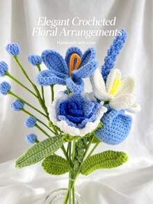 6pcs/Set Finished Handmade Crochet Flower Tulip Rose Lavender Snowberry Artificial Bouquet, Suitable For DIY Wrapping Knitted Flower Bouquet, Bedroom, Dining Room, Living Room, Dining Table Decoration Yarn Flower Artificial Flower, Best Gift For Valentine's Day, Mother's Day, Christmas, Thanksgiving, Birthday, Handmade Crochet Flower - Multicolor - View 11