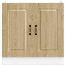 vidaXL Spülenunterschrank Kalmar Helle Eiche Khaki 80x46x81,5 cm Holzwerkstoff, Küchenunterschrank, Unterschrank für Küche, Küchenzeile, Küchenschrank - hellbraunes Khaki - Übersicht 7