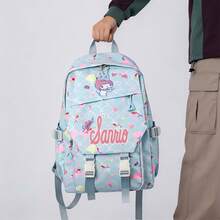Miniso Sanrio My Melody 美人魚鱗片 3件組背包套裝，休閒背包套組含手提便當袋與鉛筆袋，輕量書包，適合戶外與購物 - 藍色 - 查看 3