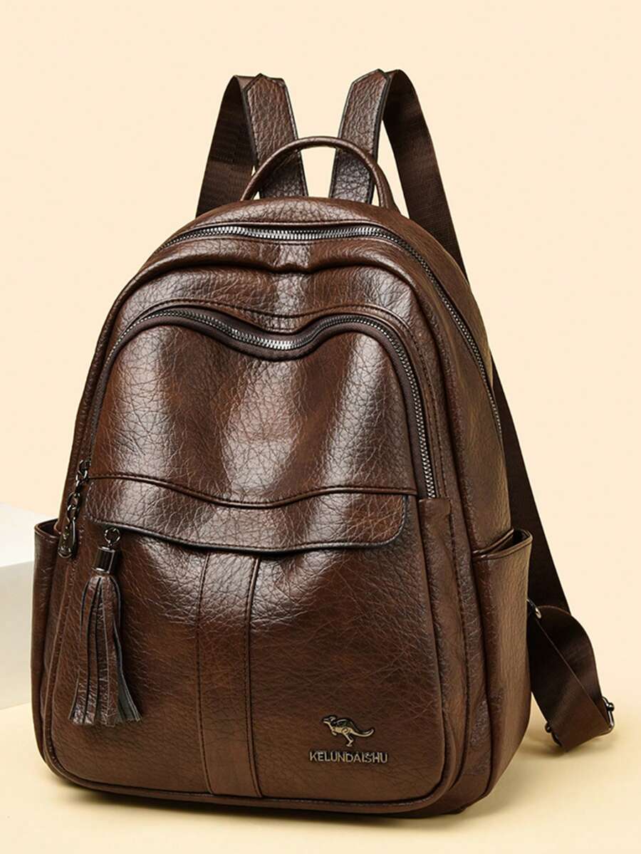 Tas Ransel Kulit PU Berkualitas Tinggi untuk Wanita, Kapasitas Besar, Tas Bahu Sekolah untuk Remaja Putri, Tas Ransel Perjalanan Desainer