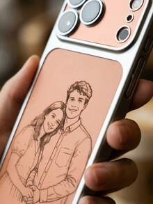 Personalized Custom Photo Phone Case Compatible With IPhone 17 16 15 14 13 12 Pro Max Laser Engraving Process DIY Line Drawing Design Luxury Plating Hard Plastic Transparent Matte Camera Protection Cover 17 Pro Max Gifts For Christmas Days - Silver - View 5