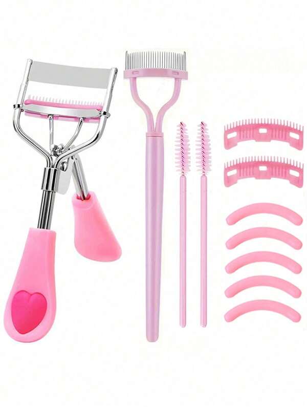 11pcs Eyelash Curler Set, Women's Eyelash Brush Kit With 1pc Eyelash Curler With Comb, 2pcs Replacement Combs, 1pc Eyelash Comb Separator, 2pcs Eyelash Curlers And 5pcs Eyelash Curler Replacement Pads For Dramatic Curled Lashes