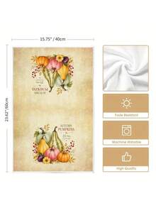 2 pièces Serviettes de cuisine à motif de feuille d'érable d'automne & citrouille pour Thanksgiving, serviettes de salle de bain, torchons, style ferme vintage, matériau microfibre, rectangulaire, motif imprimé numérique 40*60CM, convient pour la décoration de cuisine d'automne à la maison, la décoration de fête en plein air, cadeau de fête de Thanksgiving, cadeau d'anniversaire - Multicolore - Voir 5