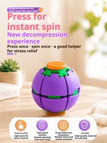 Press And Rotate Decompression Ball, Color 3D Printing Press And Rotate Decompression Ball, Soccer Fingertip Gyroscope, Office Classroom Portable Small Toy, Pinch Toy - Multicolor - View 6