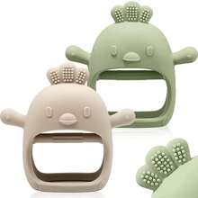 2PCS/Set Baby Chick Teether, Hand-Grip Teething Toy, Glove Teether Easy To Hold, Suitable For Infants 0+ - Multicolor - View 4