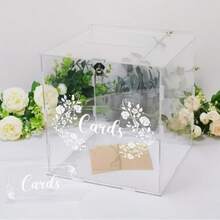 1pc Transparent Acrylic Decorative Box, DIY Large Wedding Guest Book Card Box, Elegant Gift Card Storage Box, Suitable For Weddings, Birthdays, Graduation Season, Holiday Parties, Donation Boxes, Etc. - 1PC - View 3
