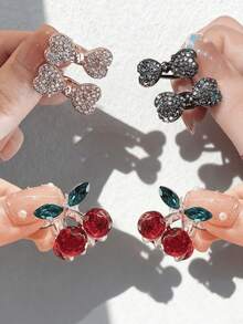 6 Stücke/2 Stücke Damen Luxus Kristall Legierung Strass Blumen Haarspange, elegante exquisite Halb-Hochsteckfrisur Haaraccessoire, romantische glamouröse Haarspange für Hochsteckfrisuren, hochwertige Party- und Anlass-Dekoration Haarspange, geeignet für tägliche Arbeit und Pendeln Haarschmuck - Verschiedenfarbig - Übersicht 6