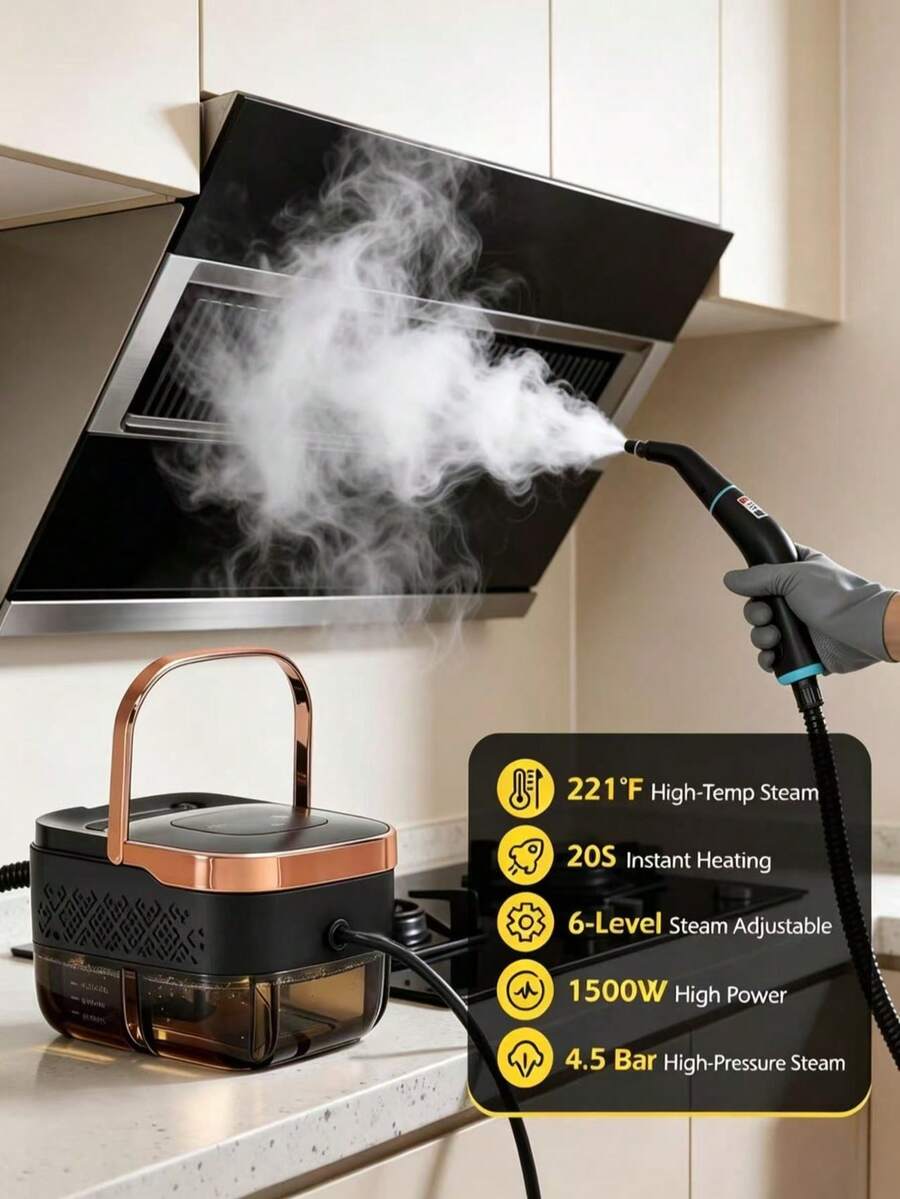 Steam Cleaner, 1250ml High Temperature High Pressure Steam Cleaner, Equipped With 10 Accessories And 6 Adjustable Settings, Multi-Function Kitchen Steam Cleaner And Car Steam Cleaner, Suitable For Floors, Carpets, Sofas, Kitchen Appliances, Crevices, Vehicles And Clothing Wrinkle Removal, Steam Cleaner, Steam Iron, Kitchen Essential And Carpet Cleaning Tool, Essential Home Cleaning Tool, Household Steam Cleaner, Holiday Gift.