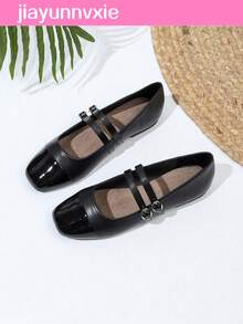 JiaYunNvXie New Mary Jane Shoes Women Flat Grandma Shoes Ballet Shoes - Black - View 3