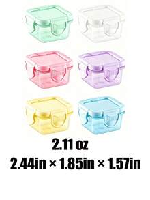 6pcs Macaron Color Double-Lock Transparent Mini Storage Boxes, 60ml/150ml PP Sealed Dust-Proof Fresh-Keeping Containers, Cute Portable Square Small Jars, Suitable For Travel Snacks Nuts Seasoning Storage - Multicolor - View 14