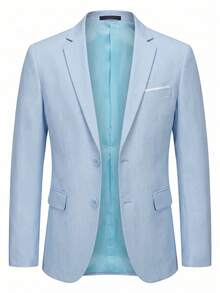 Men's 2-Piece Suit Set, Suit Jacket + Trousers, Fashionable & High Quality, Suitable For Weddings, Parties Or Formal Events - Baby Blue - View 2