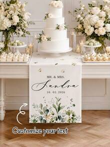 Customized Sweet Table Wedding Table Runner With Name/Text - Elegant Wedding Reception Decor, Suitable For Indoor/Outdoor, Sweet Table Centerpiece Table Runner, Gift For Newlyweds, Parents, Sisters, Close Friends - Multicolor - View 1