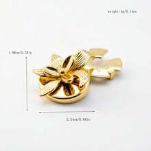 1 Pc Assorted Flower Cufflinks With Pearl & Enamel, No-Sew Formal Shirt Accessories For Men - Gold - View 10