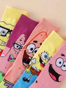 SpongeBob SquarePants 1/3/5/8/10 Pairs Kawaii Cartoon Crew Socks, Cute Novelty Character Socks, Multi-Pack (Random) - Multicolor - View 9