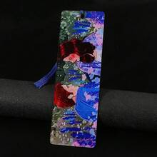 Movie-Inspired Velvet Tassel Bookmark, Vampire And Werewolf Pattern, Oil Painting And Movie Ticket Stub Design Page Clip, Unique Collectible Gift For Horror Movie Fans - C - View 4