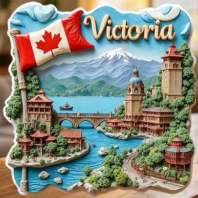 Victoria Maple Leaf Flag Stone Bridge And The Inner Harbour's Quiet Grace Magnet Where English Charm Meets Pacific Light Keepsake For All Metal Surfaces Throughout The Home