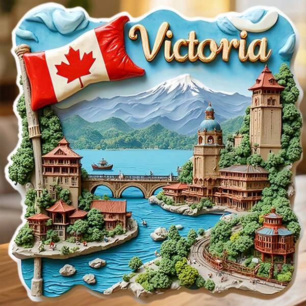Victoria Maple Leaf Flag Stone Bridge And The Inner Harbour's Quiet Grace Magnet Where English Charm Meets Pacific Light Keepsake For All Metal Surfaces Throughout The Home